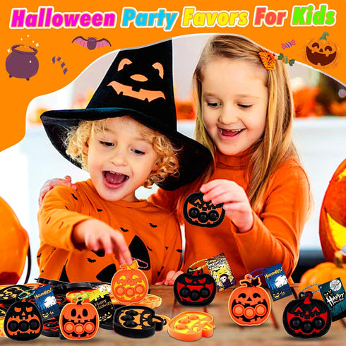 24 Halloween Party Favors for Kids PCS Halloween Pumpkin Pop Fidget Toys,Halloween Toys Treats for Kids,Halloween