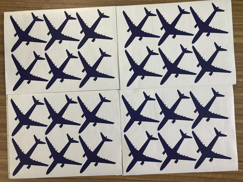 Melissalove 24pcs/Set Airplane Wall Pattern Decals for Kids Room, Dark Blue DIY Wall Decor Stickers
