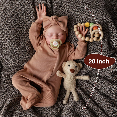20 Inches 3+ ADFO Real Life Reborn Baby Dolls Girl Realistic Baby Doll Soft Vinyl Sleeping Newborn Baby Dolls