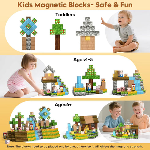 100pcs 3+, Set, Magnetic Blocks, Magnetic Building Blocks Gryxpox-STEM Toys for Kids Ages Magnet Tiles with Forest