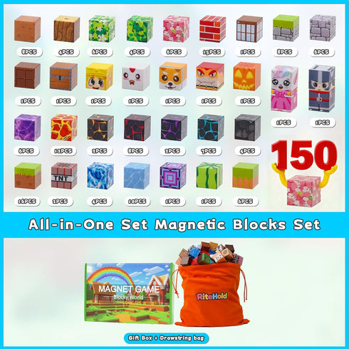 RiteHold 150 0.8in 3 4 5 6 7 8 9 10 Magnetic Building Blocks for Kids Magnet Build Cubes Toys Magnets STEM Montessori