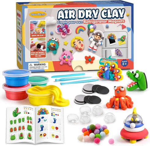 Air Dry Clay Kit for Kids, Create Refrigerator Magnets with Modeling Clay, Art Activity Set, Craft Project Gifts