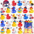 SCIONE Patriotic Rubber Ducks - 24 Pcs Independence Day Novelty Funny Squeeze