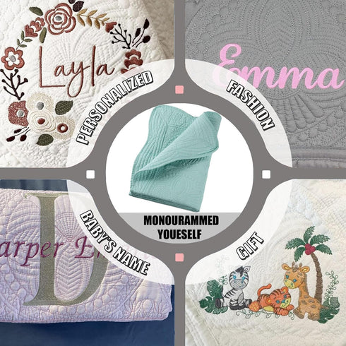 46x36 Inches PEACELOVER Embossed Neutral Baby Quilt Durable, Lightweight Baby Blankets Four Seasons for Personlized