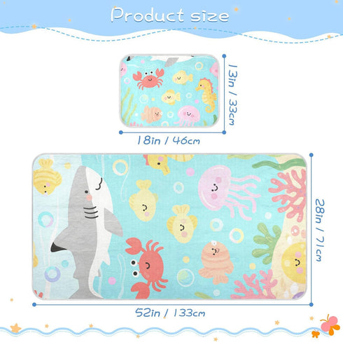 SyXIOP 28" 52" Cartoon Cute and Colorful Animals Cooling Baby Waterproof Crib Mattress pad x Breathable Crib Bumper