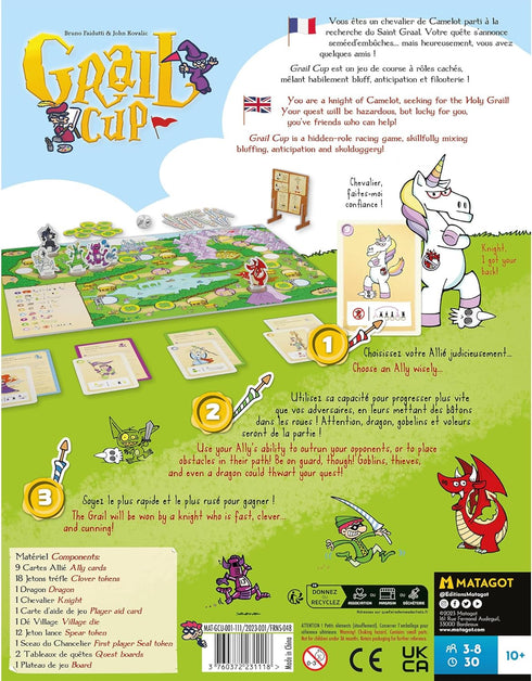Grail Cup Board Game - Race to The Castle, Outwit Your Rivals, and Control The Mighty Dragon! Fantasy Adventure Game for Kids & Adults, Ages 10+, 3-8 Players, 25-50 Min Playtime, Made