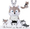 5PCS Wolf Plush Toys, 13.4 Inch Wolf Mom with Mini Babies, Stuffed Animal Family Set for Girls Boys Christmas
