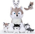 5PCS Wolf Plush Toys, 13.4 Inch Wolf Mom with Mini Babies, Stuffed Animal Family Set for Girls Boys Christmas