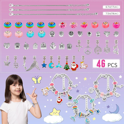 HYASIA Unicorn Gifts for Girls Jewelry Making Kit – Kids Arts Crafts for Age 6-10, Charm Bracelet Supplies