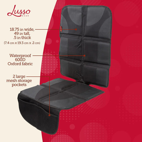 2 Lusso Gear Car Seat Protector for Baby Car Seat - Thick Padding - Seat Protector Under Baby Car Seat with Mesh