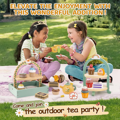 Sets 3-5 Playset 3 4 5 6 Wooden Tea for Little Girls Play Food Cake Toys Toddlers Kitchen Accessories Pretend Play