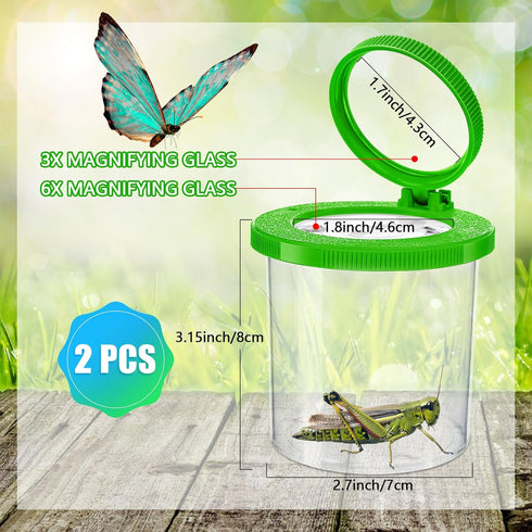 Insert Bug Viewer for Kids, 2PCS Magnifying Insect Box Bug Catcher Kit, Backyard Explorer Insect Bug Viewer