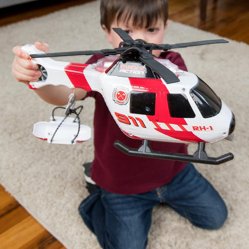 Sunny Days Entertainment Maxx Action Large Helicopter - Lights and Sounds Vehicle with Motorized Turbine and Spinning