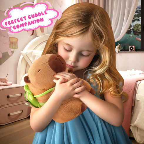 9.8in Capybara Plush, Cute Stuffed Animals with Turtle Backpack, Kawaii Plushie Toys for Kids