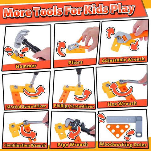 Set,MAGIC4U Set Bag,11 3-6 Kids Tool Toddler Tool with Tool Tools Equipements,Pretend Play Construction Kits for Kids