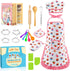 Cute Stuff Apron for Girls, Kids Cooking Sets with Toddler Chef Hat and Cookbook, Birthday Gifts for 3-8 Year Olds