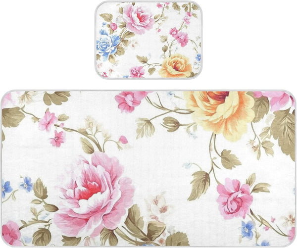 SyXIOP Romantic Blue and Pink Roses Cooling Baby Mattress Cover 28" x 52"