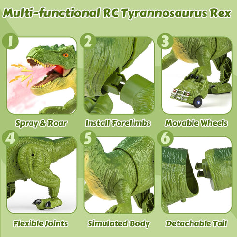 3-5, 5-7, 8-12, 3 4 5 6 7 8 9 10 11 12 Remote Control Tyrannosaurus Rex Dinosaur Toys for Kids RC T Rex Dino Robot Toy