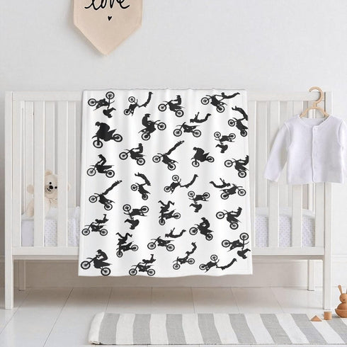 Dirt Bike Motocross Baby Blanket - Super Soft Swaddle for Newborn, Infant, Toddler - XS 30x40 in, Nursery Gift