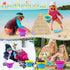 2 Packs Collapsible Beach Buckets for Kids, Foldable Sand Buckets and Shovels with Mesh Beach Bag, Silicone Sand Pails
