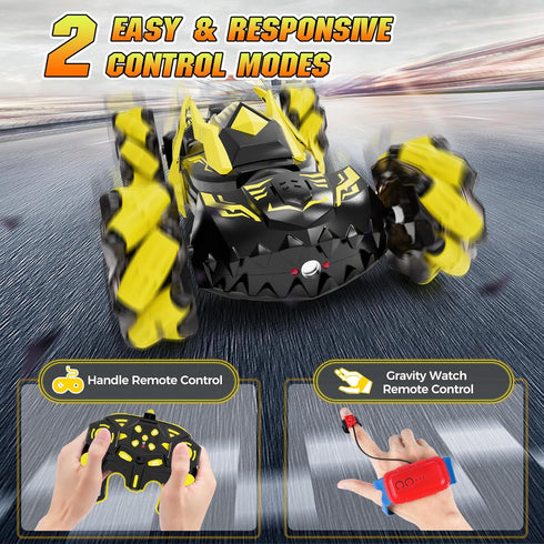 2.4GHz 4WD 6-12 360 Gesture Sensing RC Stunt Car, Remote Control Car Toys for Boys Years Old, Hand Controlled Remote