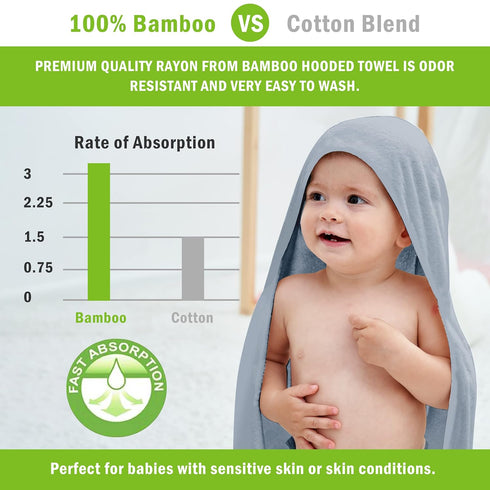 Cosy Family 3 Pack Baby Hooded Towels, Rayon Made from Bamboo, Ultra Soft Unisex Bath Towels for Babies,Toddler,Infant