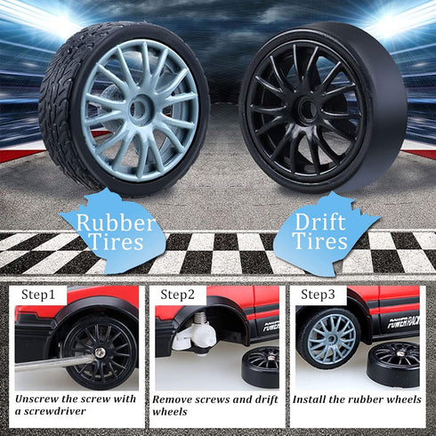 2.4GHz 1:24 4WD Remote Control Car RC Drift Car Scale High Speed RC Cars Vehicle with LED Lights Batteries and Drifting