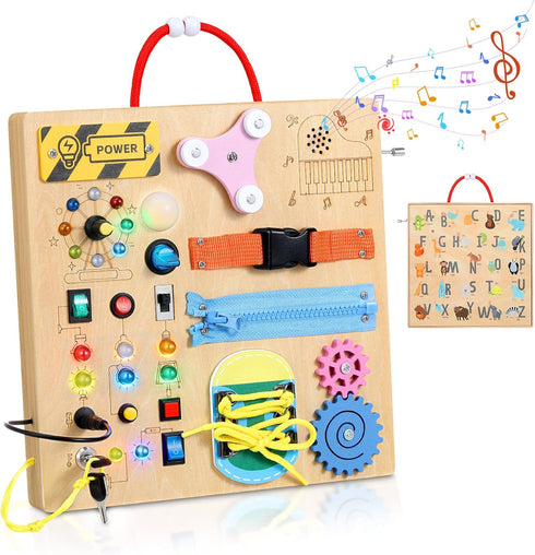MoKo Montessori Busy Board Toys for 3+ Years Old Wooden Sensory Toys