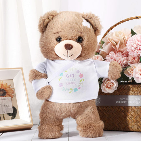 Deekin Get Well Soon Bear, 10 Inches, Soft Bandage Plush Animal Gifts for Kids Adult with Broken Arm