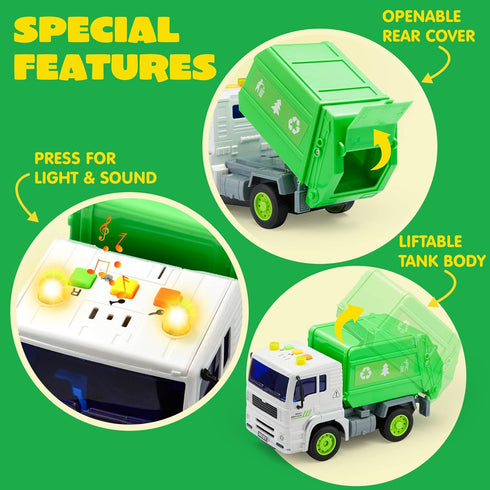 JOYIN 4 Pcs 7" Long Vehicle Toy Set, Toddlers Cars with Lights and Siren Sound, Birthday Party Gifts