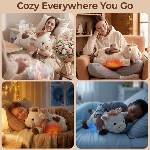 2-5 lbs 23" Mewaii Weighted Stuffed Animals for Adults & Kids, - Heatable Coolable Cow Plush, Microwavable Adjustable