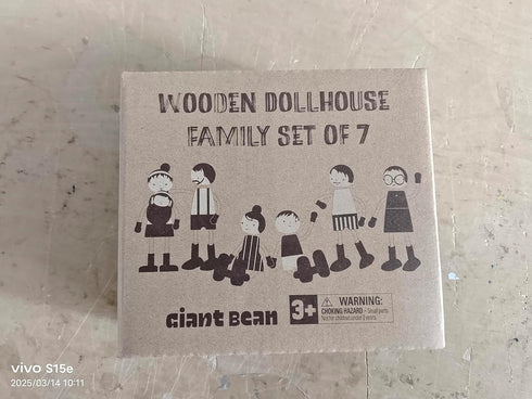 Set 7 3 Giant bean Wooden Family Dolls of for Dollhouse, Dollhouse People Miniature Dollhouse Accessories Toy for Boys