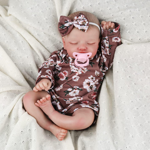 Reborn Baby Girl Dolls - 20 Inch Lifelike Newborn Baby with Realistic Veins for Kids Age 3+, Brown