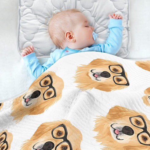30x40 vvfelixl Baby Swaddle Blanket for Boys Girls Golden Retrievers Glasses Baby Receiving Blanket for Newborn Nursery