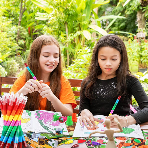 96Pcs Set BenLouis Jungle Safari Party Favors Zoo Animals Coloring Books Crayons Sticker Stampers Slap Bracelets Bulk