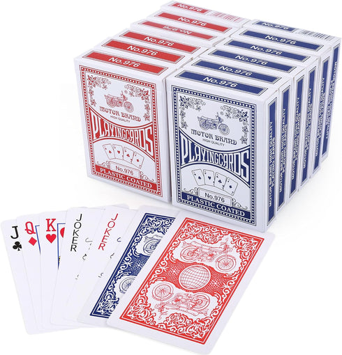 LotFancy Playing Cards, 12 Pack - Poker Size Decks for Blackjack, Canasta, 6 Blue and 6 Red