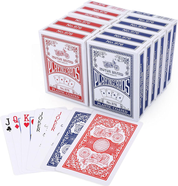 LotFancy Playing Cards, 12 Pack - Poker Size Decks for Blackjack, Canasta, 6 Blue and 6 Red
