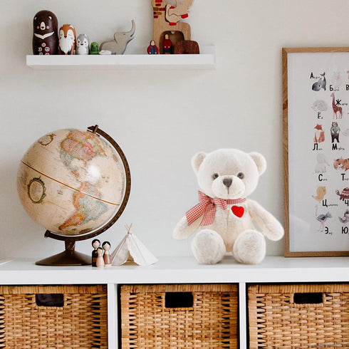 11.4 Small Teddy Bear with Heart Cute White Teddy Bear Stuffed Animals Soft Stuffed Bear Plush Bear Plushie Toys Gifts
