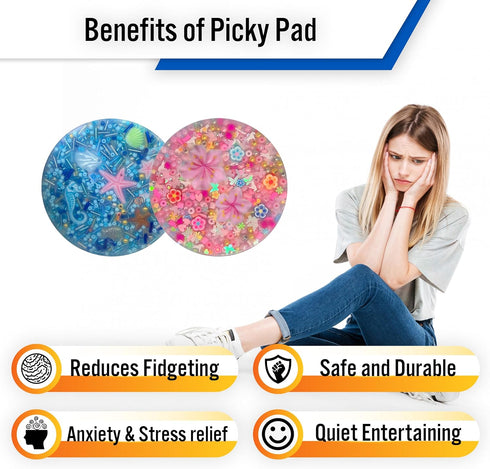 Generic 2 Picky Pad Pcs - Multicolor Fidget Pads, Fidget Toy for Skin Picking, Trichotillomania & Dermatillomania, ADHD