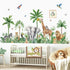 decalmile Large Safari Animals Tropical Tree Wall Decals Jungle Animals Giraffe Elephant Lion Wall Stickers Living Room