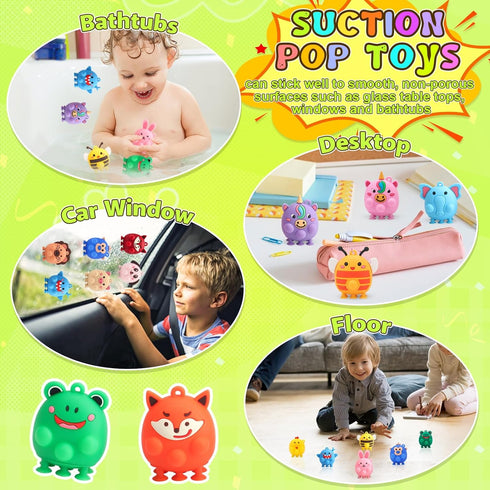 24pcs 3D DREACAREFT Party Favors for Kids - Animal Pop Fidget Toys Bulk for Goodie Bag Stuffers, Treasure Box Toys