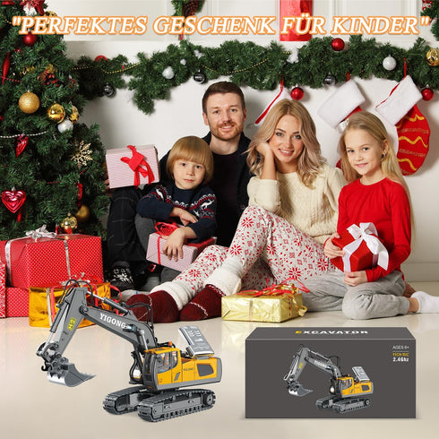 Wdexual 1:20 14 5 6-10 Remote Control Excavator - RC Excavator Toys for Boys, Channel with Sound/Light, RC Digger