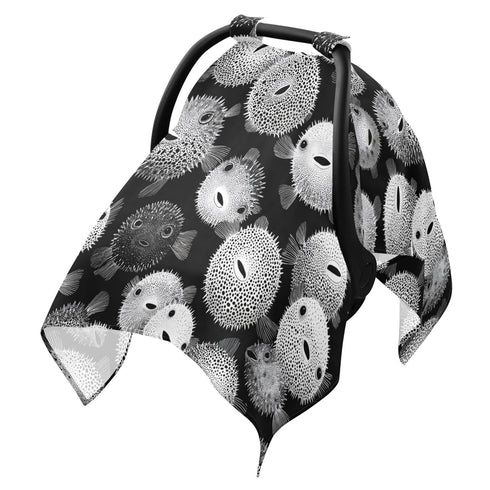 Mazeann White Black Pufferfish Sea Car Seat Cover Baby Breathable Soft Infant Carseat