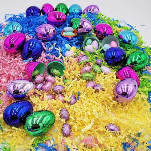120-Pack 2.25" (120-Pack) The Dreidel Company Metallic Fillable Easter Eggs with Hinge Bulk Colorful Bright Plastic