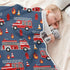 Ollabaky 30"x40" Red Fire Trucks Baby Blanket for Boys Girls Cotton Throw Blanket Swaddle Blanket for Nursery Crib