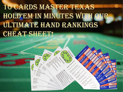 Busieea 10 Bussiea Poker Hand Rankings Cards, Texas Hold 'Em Hand Ranking Chart Card, Hand Rankings Quick Reference