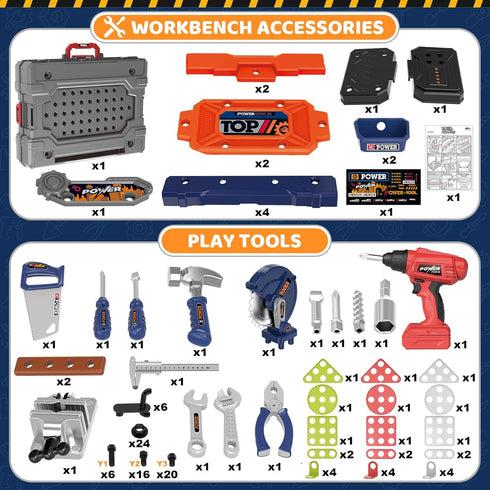 132 Set, 3 4 5 6 7 8, Set 3-5 6-8 Kids Tool Bench with Realistic Electric Drill, PCS Toddler Tool Birthday Toys