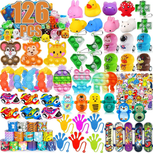 Duccsko 126 Pack Party Favors for Kids 3-5,Pop Fidget Toys, Classroom Prizes, Treasure