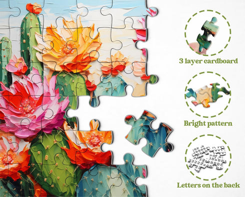 1000 Pieces Cactus Plant Puzzles for Adults - Colorful Succulent Flower Garden Art Jigsaw Puzzle