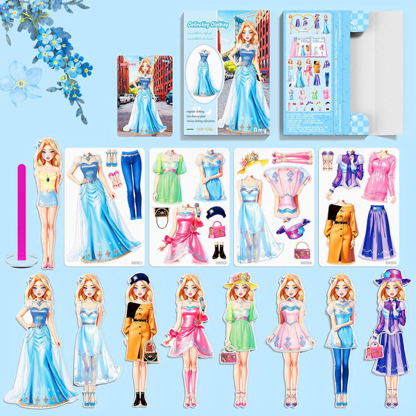 Magnetic Dress Up Paper Doll Playset - Pretend Play Game Travel Toys for Kids, Magnet Clothes Puzzles